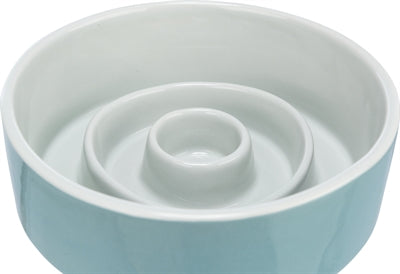 Trixie Slowfeeding Keramiknapf Grau Blau – Anti-Schling-Napf für langsames Fressen