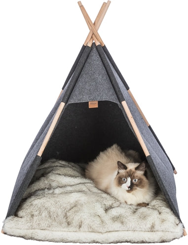 Trixie Tipi Katzenhöhle Filz Anthrazit – Gemütliches Katzenzelt zum Verstecken