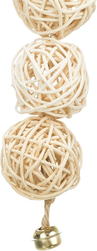Trixie 3 Rattankugeln Mit Glocke Am Seil Natur