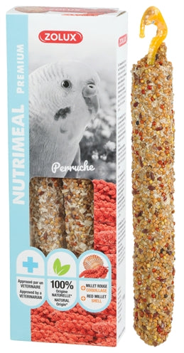 Zolux Nutrimeal Stick Sittich Rote Hirse – Hirse-Knabberstange für Wellensittiche
