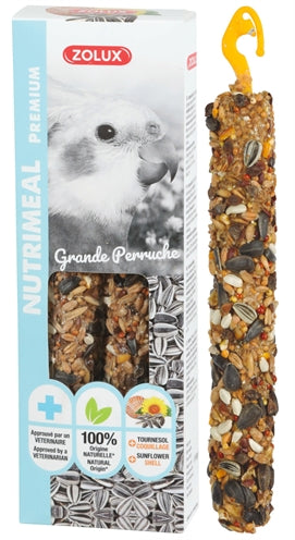 Zolux Nutrimeal Stick Großsittich Papagei Sonnenblumenkerne – Saaten-Snack für Vögel