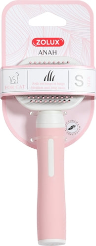 Zolux Anah Slicker Bürste soft rosa weiß sanfte Fellpflege für Hunde und Katzen