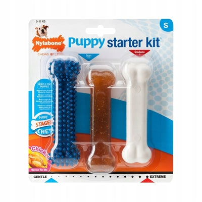 Nylabone Welpen Starter Kit Huhn Kauspielzeug Set für Welpen Zahnpflege