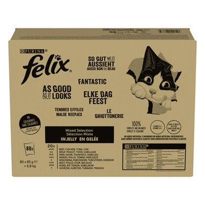 Felix Jeden Tag Schlemmen in Gelee mit Thunfisch, Kabeljau, Rind und Huhn