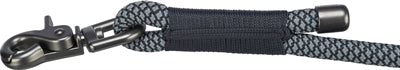 Detailansicht Karabiner und Ringe Trixie Soft Rope Leine schwarz grau
