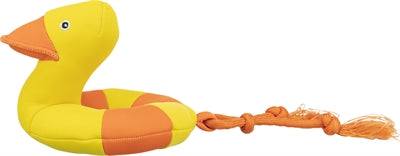 Trixie Aqua Ente am Seil Detailansicht – schwimmfähiges Wasserspielzeug für aktive Hunde