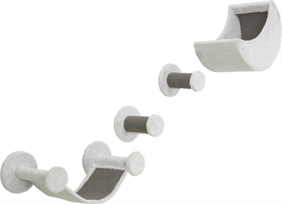 Trixie Katzen Kletterset Wand 4 Kletterstellen weiß grau Wandmontage Kletterparadies