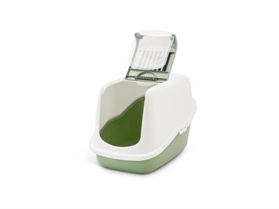 Savic Katzentoilette Nestor geöffnet Innenansicht Wanne – Katzenklo Haubentoilette Filter geruchsfrei sauber