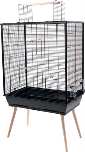 Zolux Vogelkäfig Neo Jili XL schwarz geräumiger Käfig für Sittiche und Papageien