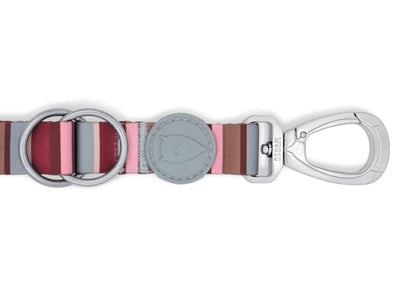 Morso verstellbare Hundeleine Skyline Rot Rosa recycelt Detailansicht Karabiner Ringe