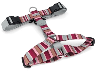 Morso H-Rig Hundegeschirr recycelt Skyline rot rosa bequemes Geschirr nachhaltig