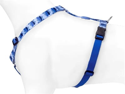 Morso H-Geschirr recycelt Splash blau Detailansicht Verschluss – Hundegeschirr robust recyceltes Material langlebig