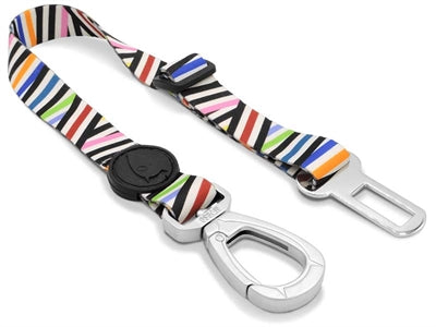 Morso Sicherheitsgurt recycelt Spaghetti Vorfall bunt Detailansicht Karabiner – Hundegurt Auto nachhaltig robust