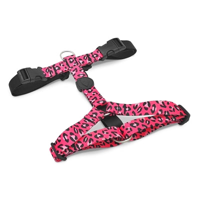 Morso H-Geschirr recycelt Bubble Leo rosa Leopardenmuster Hundegeschirr