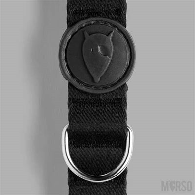 Morso Hundehalsband recycelt Reinheit schwarz am Hund getragen – Halsband nachhaltig recyceltes Material elegant
