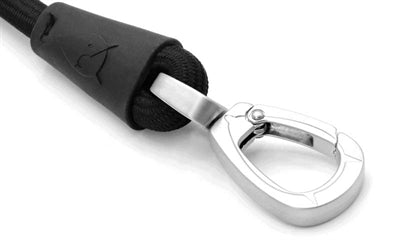 Morso Hundeleine weiches Seil recycelt schwarz Detailansicht Karabiner – Leine Hund nachhaltig Seil weich robust