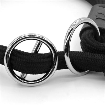 Morso Halbschlupfhalsband weiches Seil schwarz am Hund getragen – Halsband Morso Seil schwarz Spaziergang Training