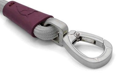 Morso Hundeleine weiches Seil grau Detailansicht Karabiner Griff – Leine Hund Seil weich Morso grau komfortabel