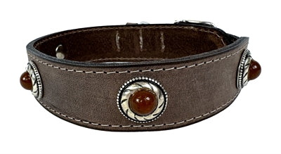 Sazzz Zzzsazzz Halsband Hund Boho Schatz Stein Vintage Leder Braun