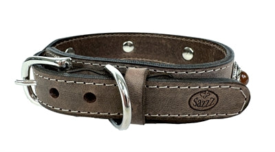 Sazzz Zzzsazzz Halsband Hund Boho Schatz Stein Vintage Leder Braun