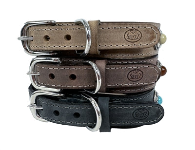 Sazzz Zzzsazzz Halsband Hund Boho Schatz Stein Vintage Leder Braun