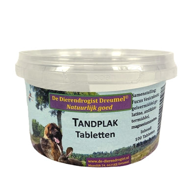 Dierendrogist Plaque-Tabletten Nahaufnahme Tablettenform – Hundezahnpflege Plaque Zahnbelag Detail