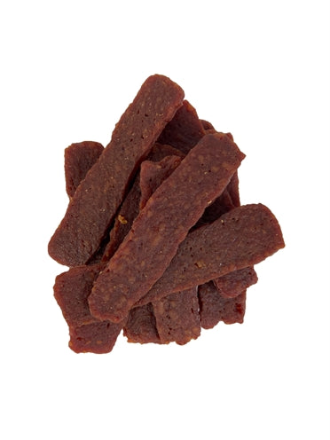 I Am Duck Jerky Entenstreifen Nahaufnahme Textur – Hundesnack Ente Trockenfleisch natürlich