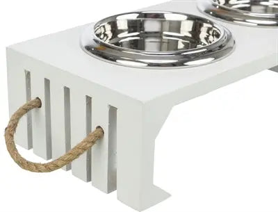 Trixie Be Nordic Set Fressnapf/Wassernapf Holz/Edelstahl Weiss