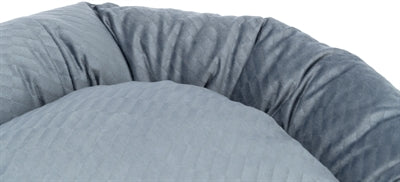 Trixie Hundekorb Alena Rund Blau Grau seitliche Ansicht – Hundebett rund kuschelig weich waschbar