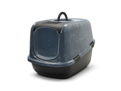 Savic Nestor Jumbo extra große Katzentoilette im Marmor-Design Grau Schwarz
