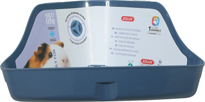 Zolux Neolife Ecktoilette Meerschweinchen Blau Detailansicht – Nagertoilette herausnehmbar platzsparend