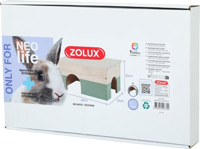 Zolux Neolife Holzhaus Kaninchen Detailansicht – Nagerhaus Holz grün Dach abnehmbar Nahaufnahme