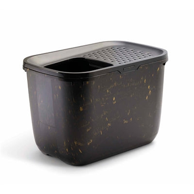 Savic Katzentoilette Hop In Marmor-Design in Schwarz und Gold mit Einstieg von oben