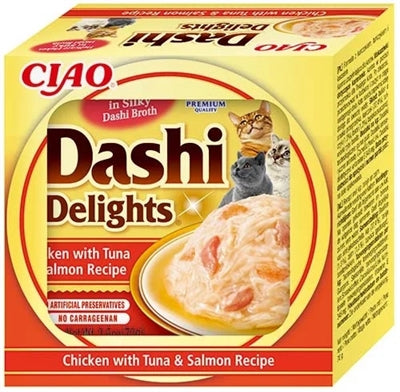 Inaba Dashi Delights Katzenfutter Huhn mit Thunfisch und Lachs in Brühe
