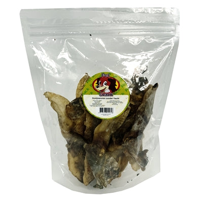 Petsnack Kaninchenohr Kausnack Detailansicht – getrocknetes Kaninchenohr natürlicher Hundesnack seitlich