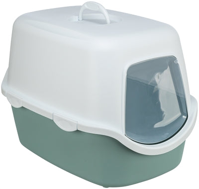 Trixie Katzentoilette Vico mit Haube in Salbei und Weiß mit Aktivkohlefilter