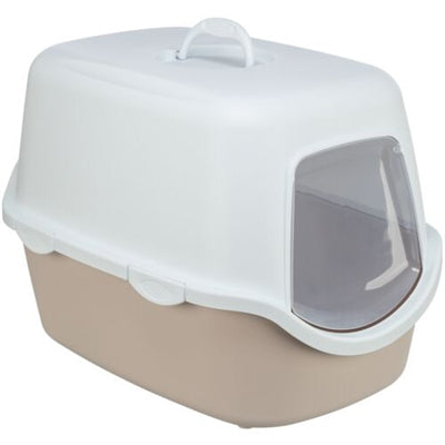 Trixie Katzentoilette Vico mit Haube in Blush und Weiß mit Schwingtür