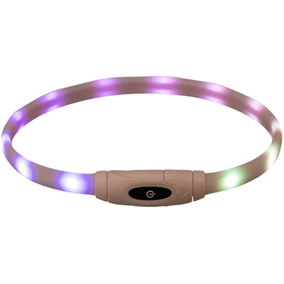 Trixie leuchtendes Hundehalsband USB Silikon Multicolour Nahaufnahme – wiederaufladbares Leuchthalsband