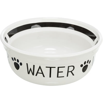 Trixie Trinkschale Hundewasser Keramik weiss-schwarz – standfester Wassernapf