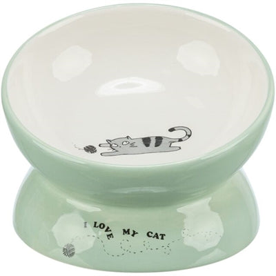 Trixie erhöhter Futter-Trinknapf Katze Keramik salbei-weiss – ergonomisches Design