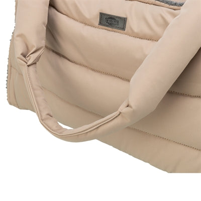 Trixie Hundetasche Gina Blush Detailansicht – Tragetasche rosa Netzfenster Innenraum Nahaufnahme