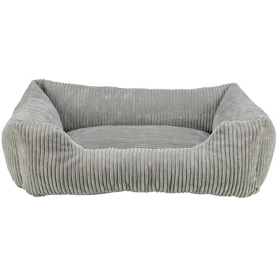 Trixie Vital Jonna Hundekorb aus geripptem Samt in Grau, orthopädisches Hundebett