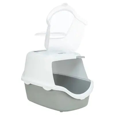Trixie Katzenklo Vico Open Top Mit Haube Hellgrau/Weiss