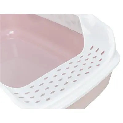 Trixie Katzentoilette Delio Mit Rand Bedruckt Hellrosa / Weiss
