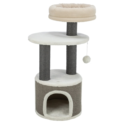 Trixie Kratzbaum Marco in Weiß und Beige, stabiler Kratzbaum mit Liegeplatz für Katzen