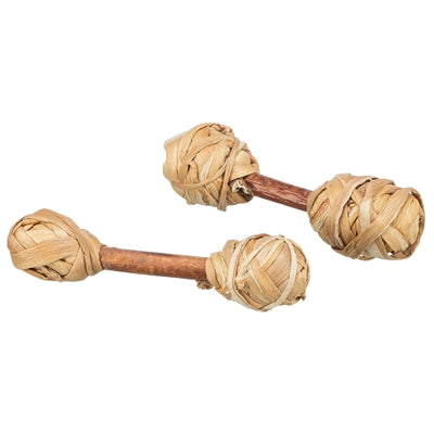Trixie Hanteln-Set aus Rindenholz und Gras als Nagerspielzeug im Doppelpack