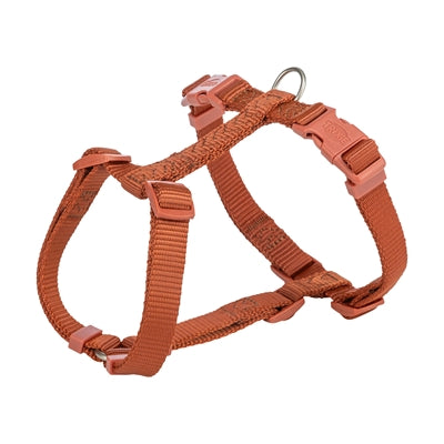 Trixie Hundegeschirr Premium Rostbraun Detailansicht – Premiumgeschirr Hund verstellbar braun seitlich