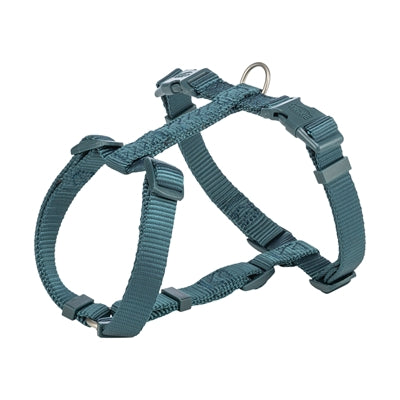 Trixie H-Rig Geschirr Petrol Blau Nahaufnahme – gepolstertes Hundegeschirr petrolblau Stoff Detail