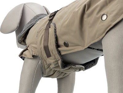 Trixie Hundejacke Rouen sand – Nahaufnahme Material und Futter