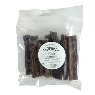 Petsnack Rindfleisch Kausnack Seitenansicht – getrockneter Hundesnack Verpackung